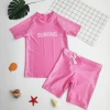 Boys' short-sleeved swimming suit, small, medium and large children's quick-drying two-piece set, student swimming pool swimwear factory wholesale Application Scenario